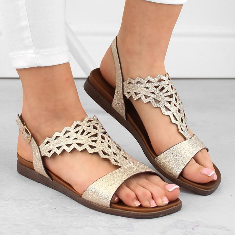Sergio Leone W SK445 gold openwork flat sandals Footwear/Lifestyle/Sergio Leone Your Sports Performance