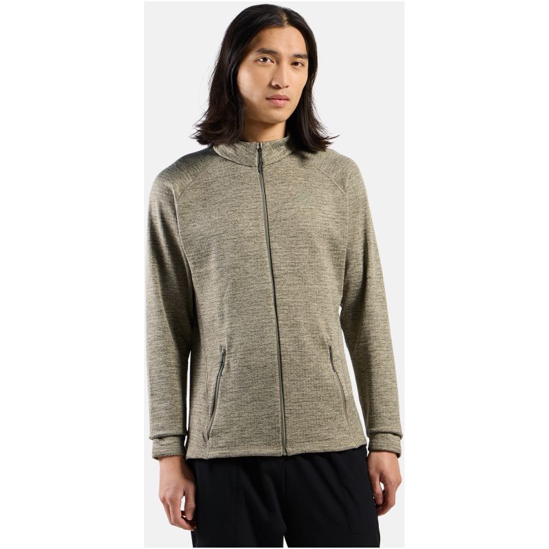 Odlo TENCIA Men's Mid-Layer Full-Zip Sweatshirt Beige