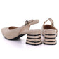 Women's sandals with decorative heels, beige, Vinceza 26-62285 Vinceza