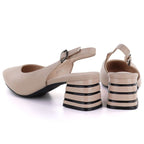 Women's sandals with decorative heels, beige, Vinceza 26-62285 Vinceza