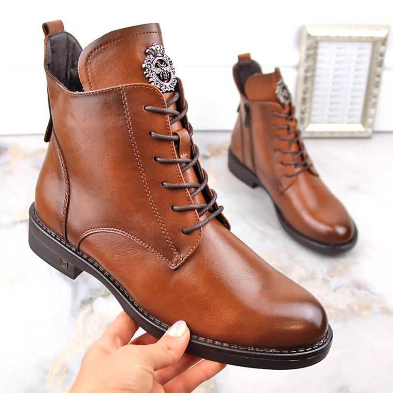 Lace-up and zipper ankle boots Potocki W WOL171C brown Footwear/Outdoor/Potocki Your Sports Performance