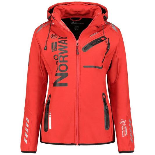 Geographical Norway Reine Red/Black LADY 007 Women's Hooded Softshell Jacket (WU8187F/GNO-RED-BLACK)/WU8088 In preparation Your Sports Performance