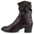 Women's high-heeled ankle boots with a gathered upper, brown Vinceza 58682