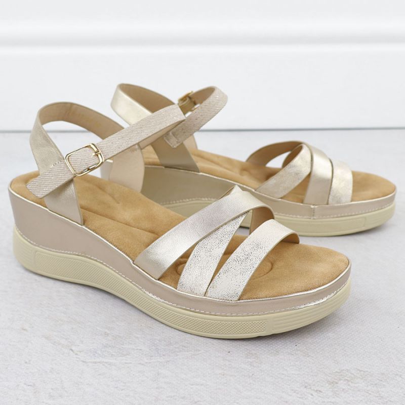Women's gold wedge sandals Vinceza 15358 Footwear Your Sports Performance