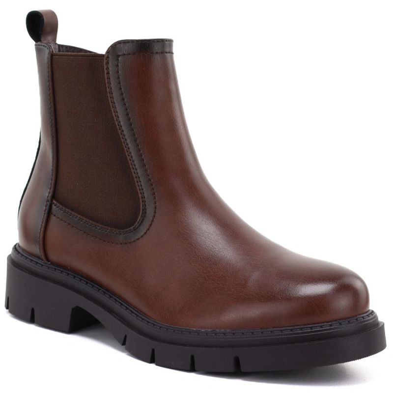 Women's brown leather ankle boots, Sergio Leone BT-01-S
