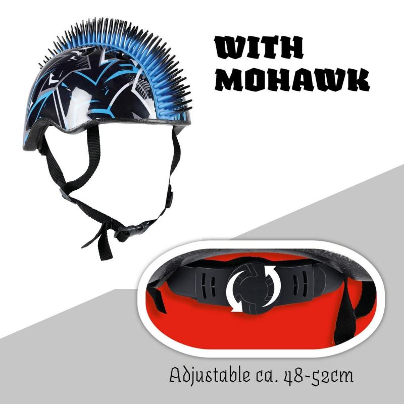 CHILDREN'S ADJUSTABLE CYCLING HELMET NO FEAR MOHAWK SIZE (48-52CM) BLACK/BLUE Sport/Rowery/Kaski Your Sports Performance