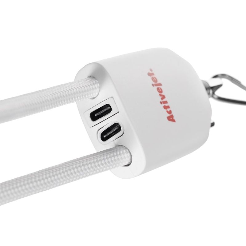 Activejet 3-in-1 white lanyard with charging cable. Available with various connectors: USB-C, Lightning Adapter, USB-A. _Gadżety i Prezenty/Gadżety Your Sports Performance