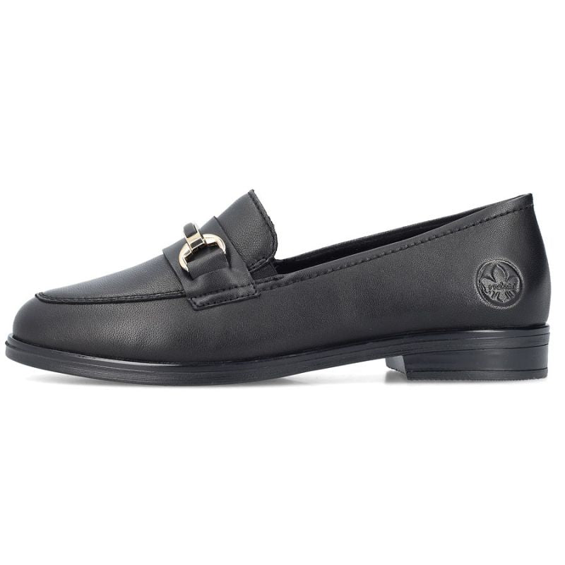 Women's leather moccasin shoes black Rieker 46262-01