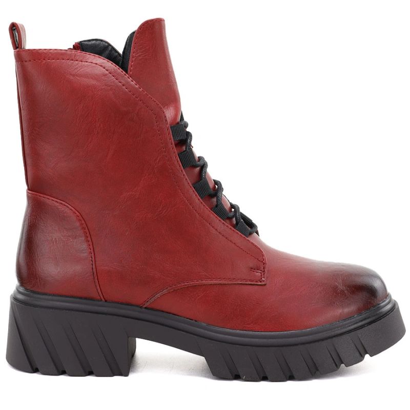 Women’s Red Block-Heel Platform Ankle Boots Jezzi MR2502-9