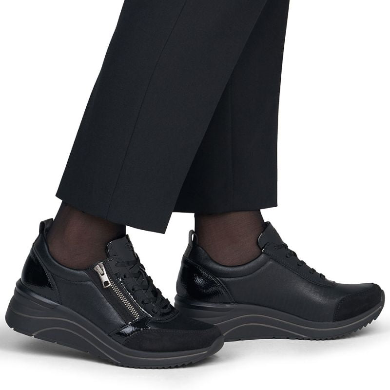 Women's wedge sneakers black Remonte Rieker D0T22-03