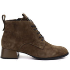 Women's leather ankle boots with heels, camel suede, Vinceza FIO27-67036