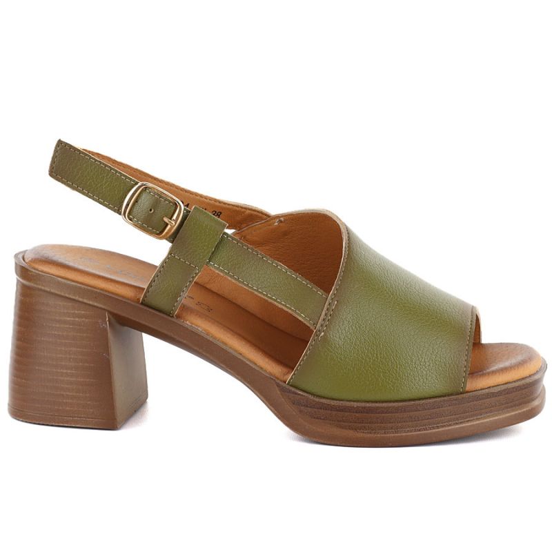 Women's green leather high-heeled sandals Vinceza 26-39994 Vinceza
