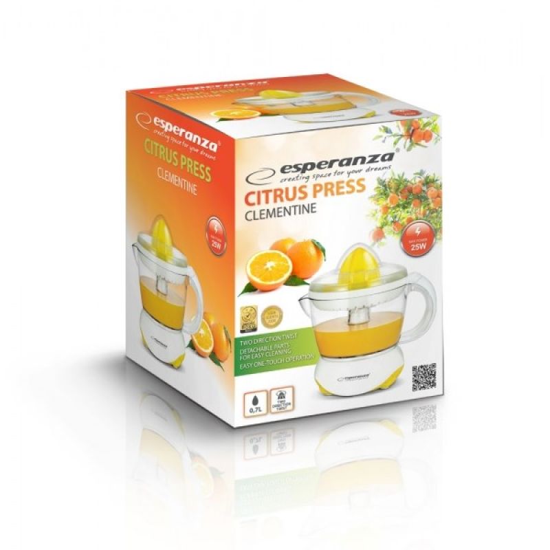 Esperanza Clementine EKJ001Y slow citrus juicer (25W; 0.75l; yellow) AGD - Produkty/Wyciskarki do cytrusów Your Sports Performance