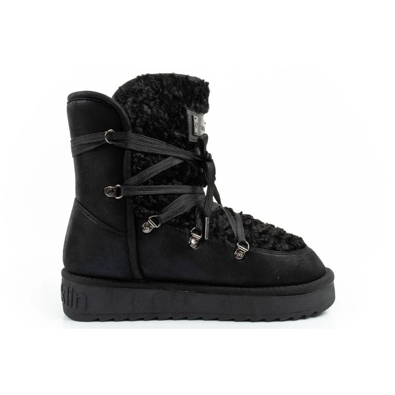 D.Franklin women's winter snow boots, fashionable fur lining, black high D.Franklin