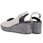 Women's leather wedge sandals with openwork beige S.Barski 7010 S.Barski