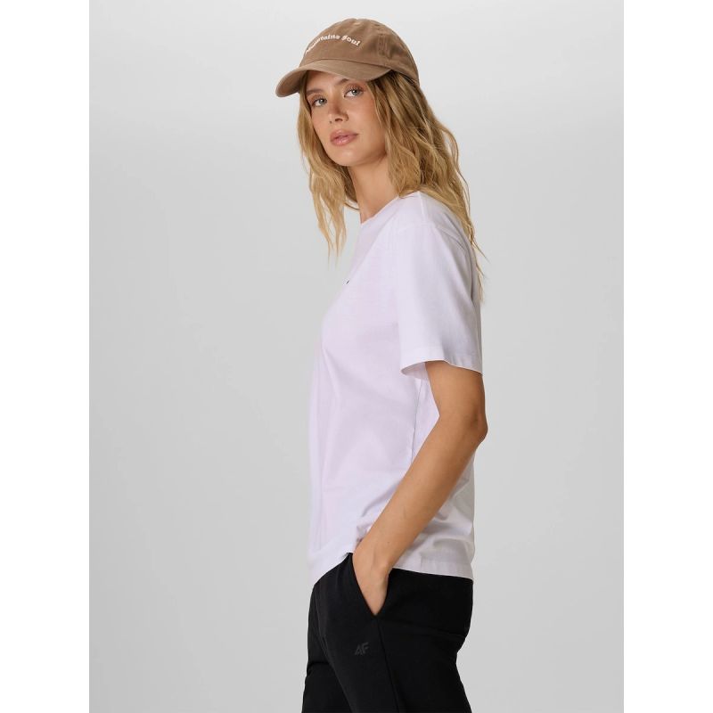 Women's loose T-shirt with print 4F 4FKAW26TTSHF4507-10S