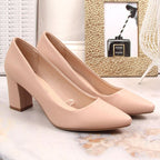 Women's nude pumps with a block heel Sergio Leone PB414 Footwear Your Sports Performance