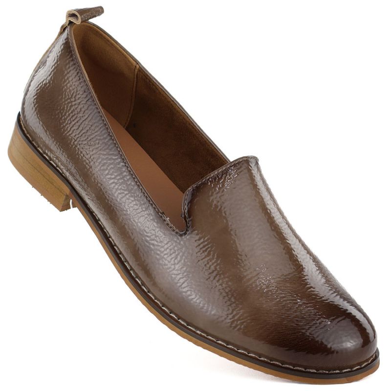 Women's patent leather shoes, beige, Potocki 19337 Potocki