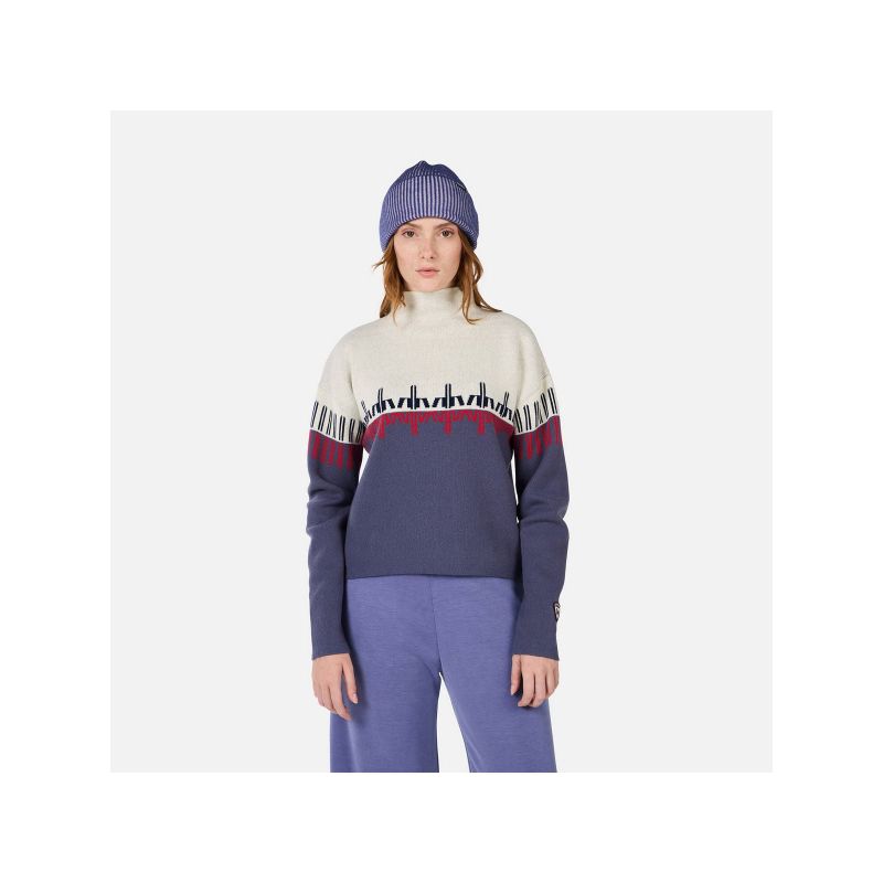 ROSSIGNOL W PATTERNED TN SWEATER blue women's sweater