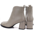 Women's beige leather high-heeled ankle boots Vinceza 67057