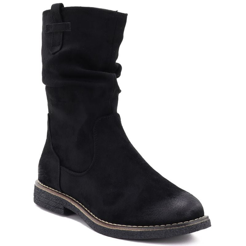 Women's insulated ankle boots with a ruffled upper, black M.Daszyńskie SA296-5