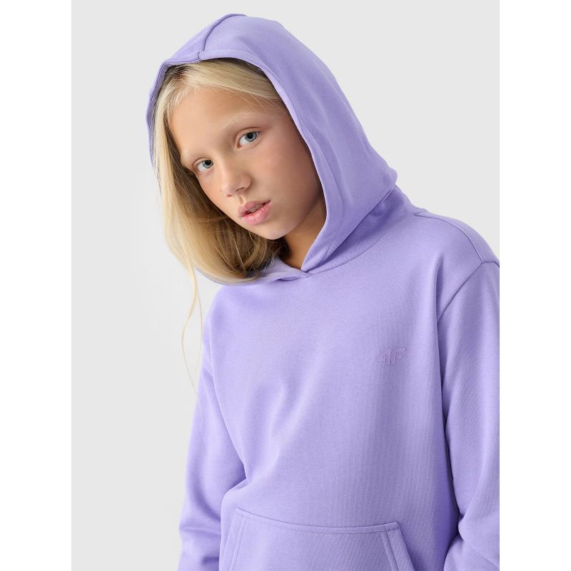 Girls' sweatshirt with hood, open, 4F Junior 4FJWMM00TSWSF1316-32S *Kategoria tymczasowa Your Sports Performance