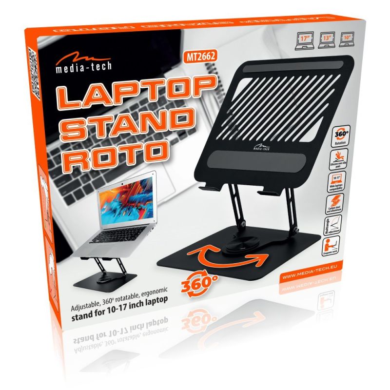 MEDIA-TECH ADJUSTABLE, ROTATABLE, ERGONOMIC LAPTOP STAND ROTO MT2662 Chłodzenie/Podstawki pod notebooki Your Sports Performance