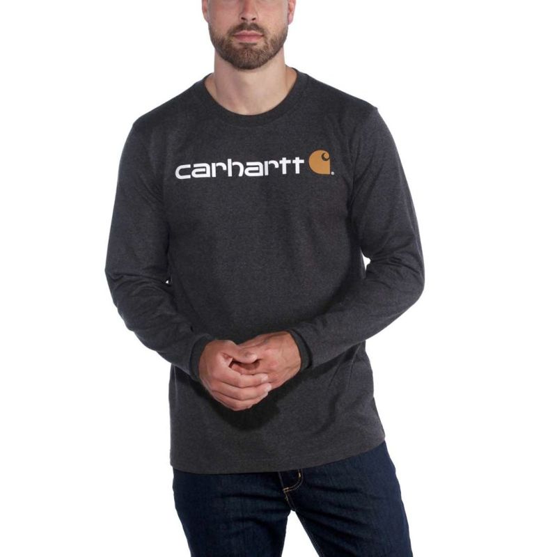 Carhartt Core Logo T-Shirt L/S - carbon heather Klasyka/Bluzy Your Sports Performance