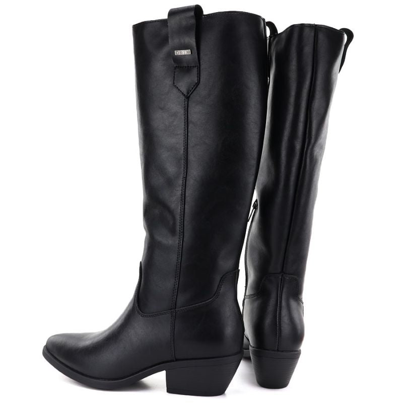 Women's leather cowboy boots black Big Star UU274521