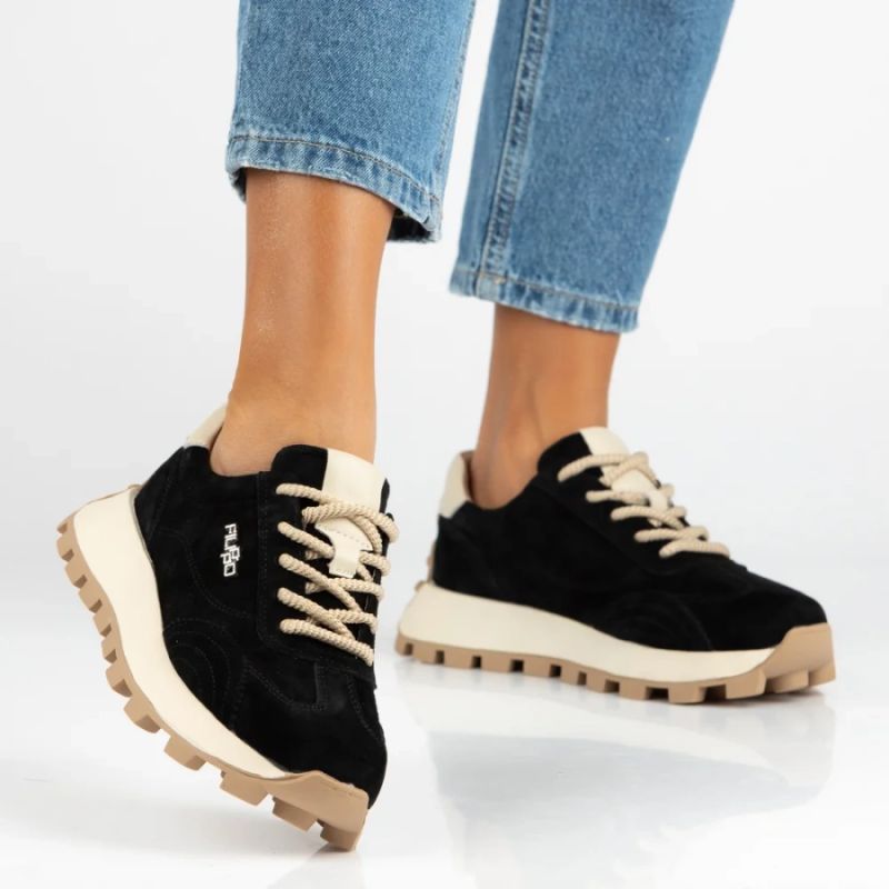 Leather platform sneakers black Filippo DP7498