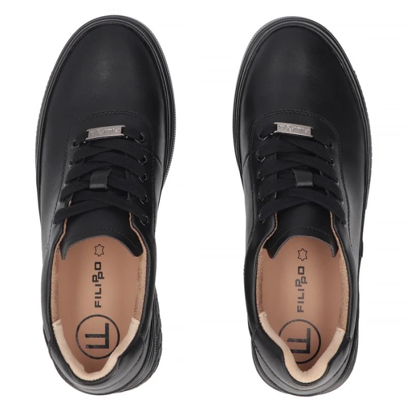 Women's leather wedge shoes, black Filippo DP8326