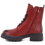 Women’s Red Block-Heel Platform Ankle Boots Jezzi MR2502-9