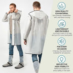 Perletti Men's Trench Raincoat, White, with Hood, Size S