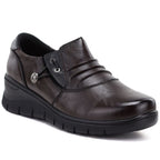Women's brown leather wedge shoes Vinceza 133118