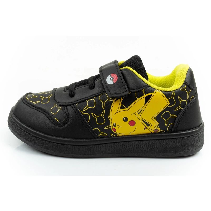 Leomil children's sports shoes Pokemon sneakers lightweight with velcro black