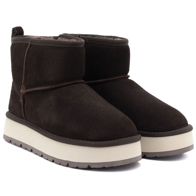 Women's leather ankle boots with platform, brown Big Star UU274693