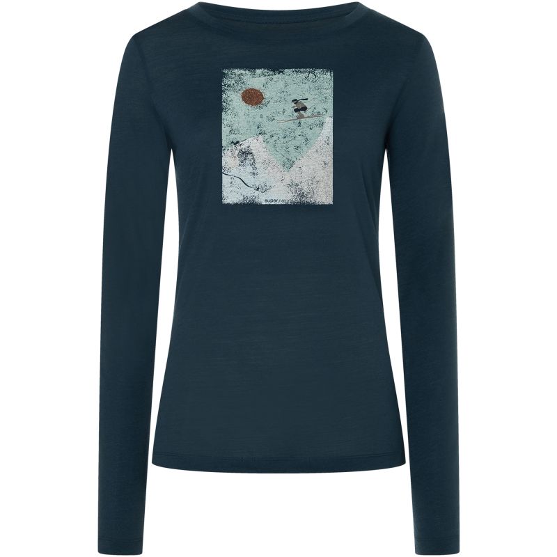 Women’s SUPER.NATURAL W SKI JUMP LS Long-Sleeve Shirt Navy