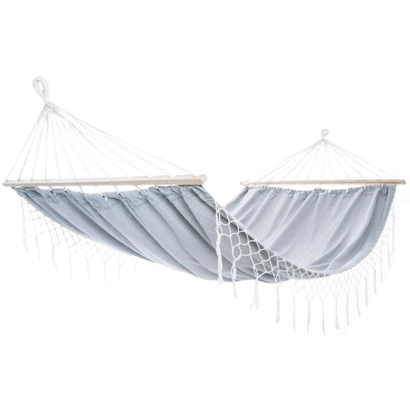 GARDEN HAMMOCK FOR 2 PEOPLE 200X150CM WITH SPREADER BAR AND FRINGE MIAMI GRAY Home and Garden/Garden Your Sports Performance