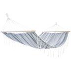 GARDEN HAMMOCK FOR 2 PEOPLE 200X150CM WITH SPREADER BAR AND FRINGE MIAMI GRAY Home and Garden/Garden Your Sports Performance
