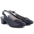 Women's navy blue open-heel pumps M.Daszyński SA233-4 M. Daszyński