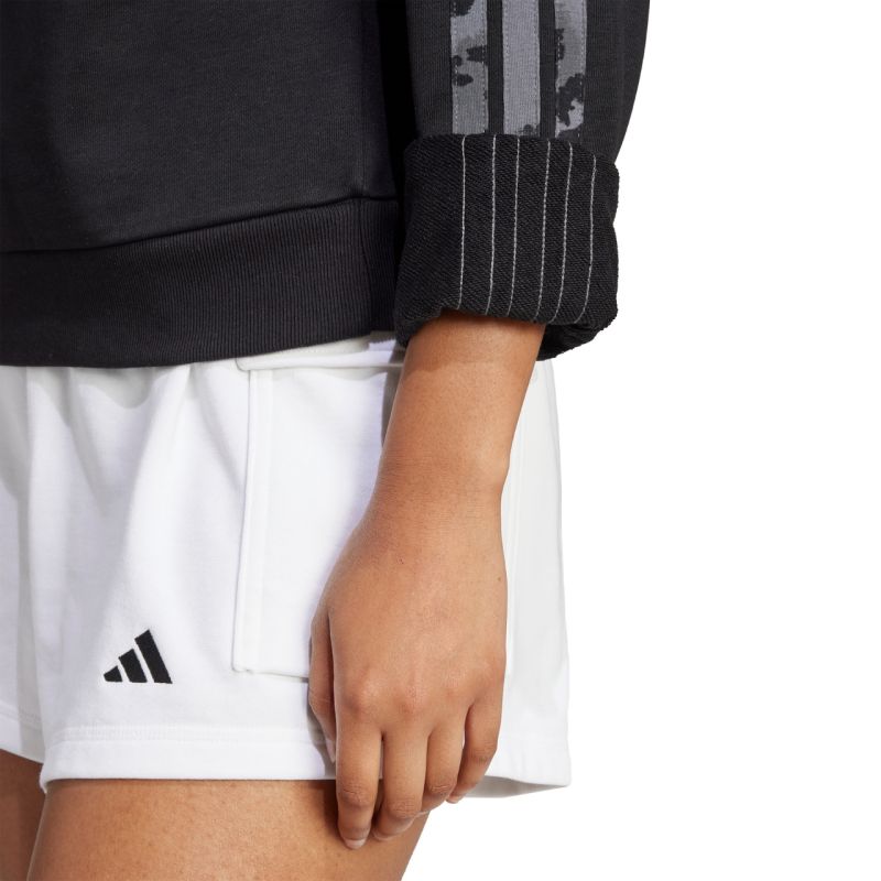 Women's adidas Animal Print 3-Stripes French Terry Sweatshirt Black JM1835 In preparation Adidas