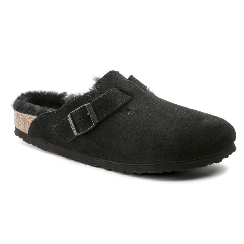 Birkenstock Boston Shearling Black Women's Wool Insulated Clogs in Suede Leather Narrow (0259883) In preparation Your Sports Performance