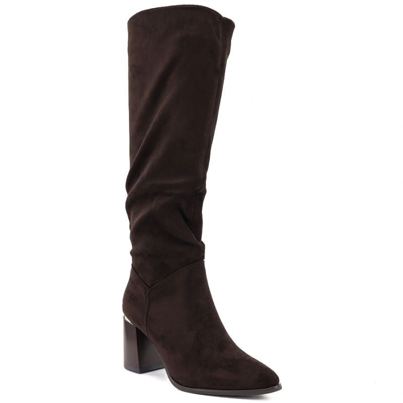 Women’s chocolate brown block-heel boots Jezzi MR2623-7