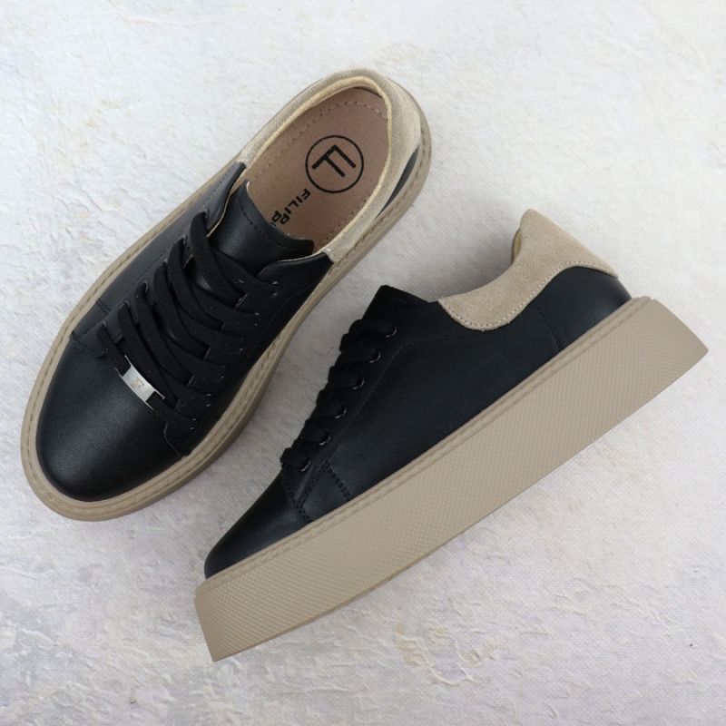 Women's leather platform sneakers, black, Filippo DP6119 Footwear Your Sports Performance