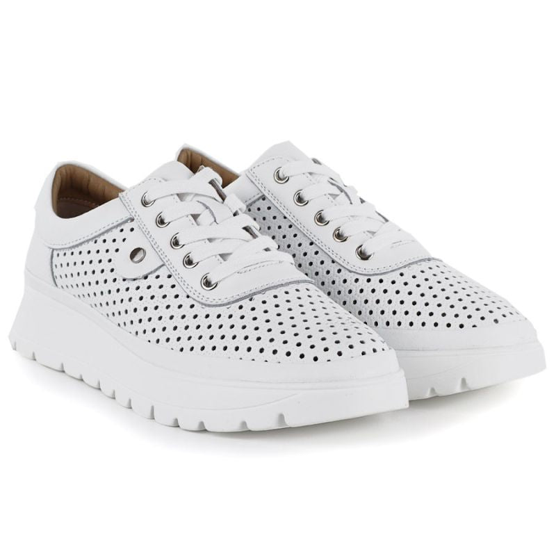 Women's leather openwork shoes, white, Vinceza 79629 Vinceza