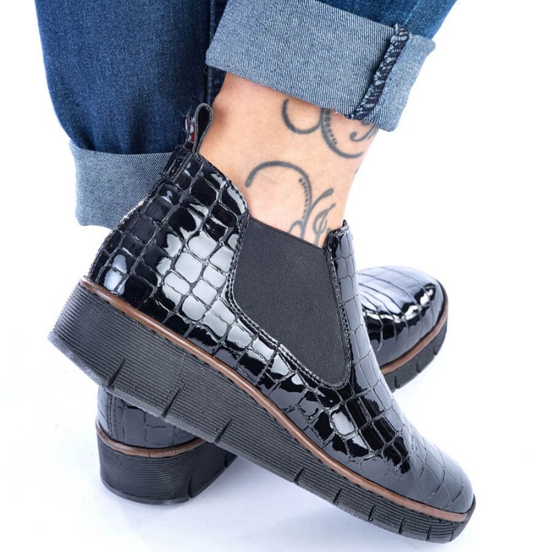 Rieker W R474 snakeskin leather ankle boots black Footwear/Lifestyle/Rieker Your Sports Performance