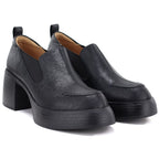 Women's black leather high-heeled shoes D&A S.Barski CR62-3525