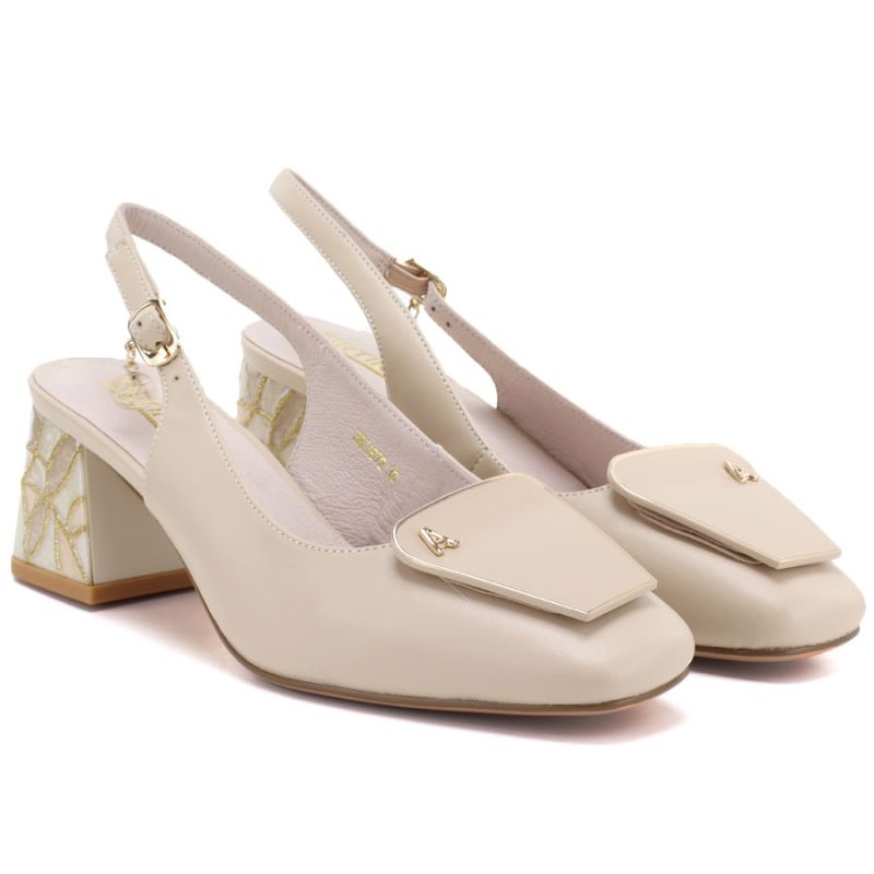 Beige leather pumps with a free heel Artiker 58C0672