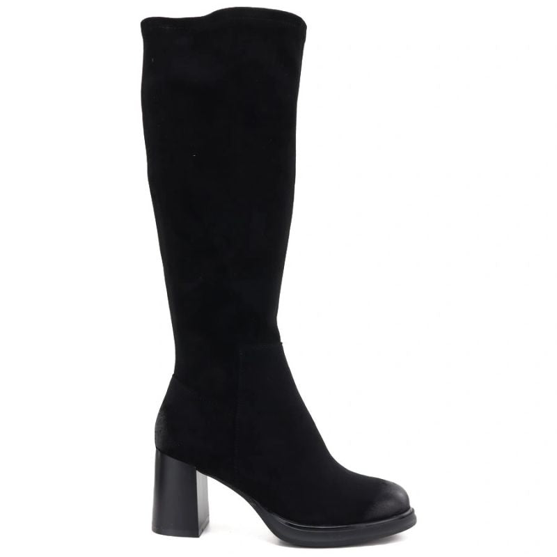 Women’s black faux suede heeled boots Potocki SZ12849
