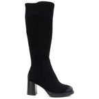 Women’s black faux suede heeled boots Potocki SZ12849